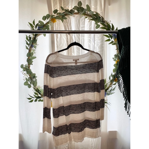 White & navy blue striped sweater. - Picture 2 of 3